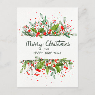 FROHE WEIHNACHTEN UND FROHES NEUES JAHR POSTKARTE