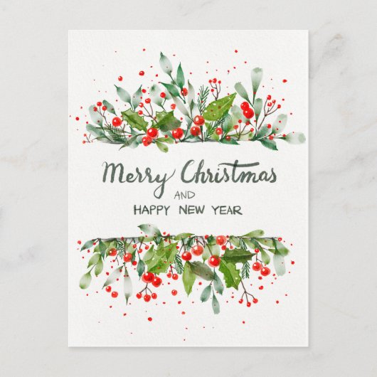 FROHE WEIHNACHTEN UND FROHES NEUES JAHR POSTKARTE (Vorderseite)