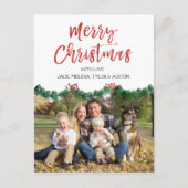 Frohe Weihnachten und Garland Script Foto Card (Vorderseite)