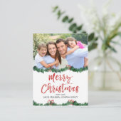 Frohe Weihnachten und Garland Script Foto Card (Stehend Vorderseite)
