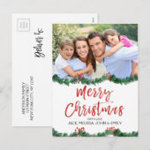 Frohe Weihnachten und Garland Script Foto Card (Vorne/Hinten)