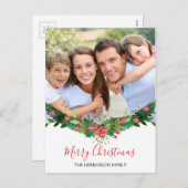 Frohe Weihnachten und Garland Script Foto Card (Vorne/Hinten)