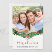 Frohe Weihnachten und Garland Script Foto Card (Vorderseite)