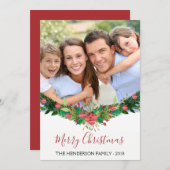 Frohe Weihnachten und Garland Script Foto Card (Vorne/Hinten)