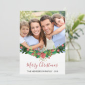 Frohe Weihnachten und Garland Script Foto Card (Stehend Vorderseite)