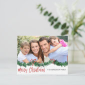 Frohe Weihnachten und Garland Script Foto Card (Stehend Vorderseite)