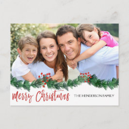 Frohe Weihnachten und Garland Script Foto Card