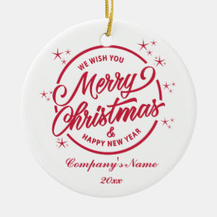Frohe Weihnachten und Glück für das neue Jahr, rot Keramik Ornament