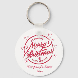 Frohe Weihnachten und Glück für das neue Jahr, rot Schlüsselanhänger
