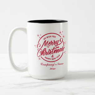 Frohe Weihnachten und Glück für das neue Jahr, rot Zweifarbige Tasse