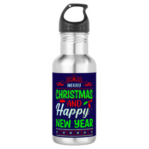 Frohe Weihnachten und Glück im neuen Jahr 61064 Edelstahlflasche
