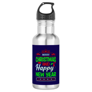 Frohe Weihnachten und Glück im neuen Jahr 61064 Edelstahlflasche