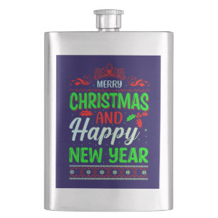 Frohe Weihnachten und Glück im neuen Jahr 61064 Flachmann