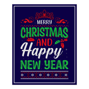 Frohe Weihnachten und Glück im neuen Jahr 61064 Ho Poster