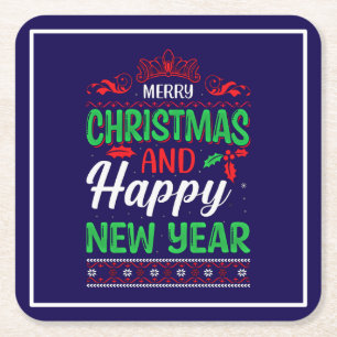Frohe Weihnachten und Glück im neuen Jahr 61064 Ho Rechteckiger Pappuntersetzer