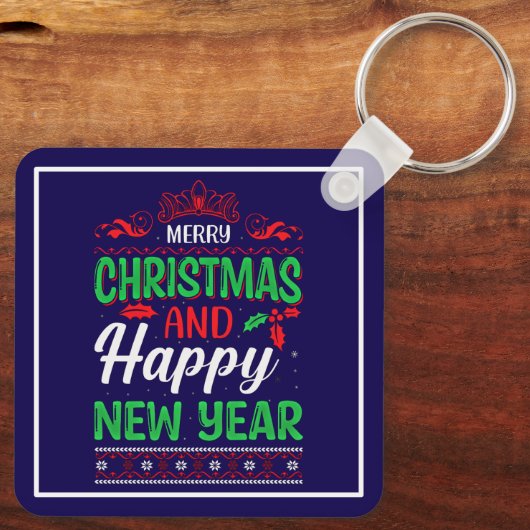 Frohe Weihnachten und Glück im neuen Jahr 61064 Ho Schlüsselanhänger (Rückseite)