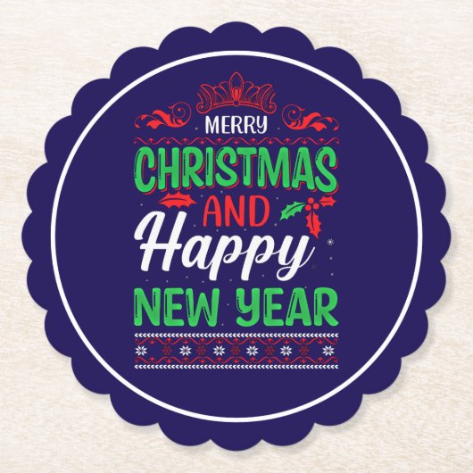 Frohe Weihnachten und Glück im neuen Jahr 61064 Ho Untersetzer (Vorderseite)