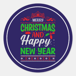 Frohe Weihnachten und Glück im neuen Jahr 61064 Runder Aufkleber
