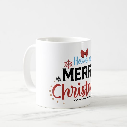 Frohe Weihnachten und Glück im neuen Jahr | Feiert Kaffeetasse (Vorderseite Links)