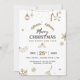 Frohe Weihnachten und Glück im neuen Jahr Moderne Einladung