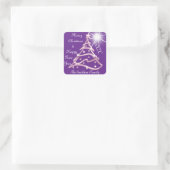 Frohe Weihnachten und Glück im neuen Jahr Rosa Lil Quadratischer Aufkleber (Tasche)