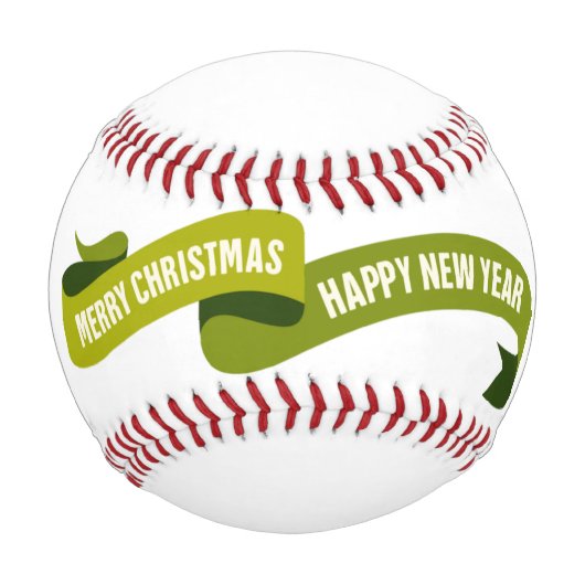 Frohe Weihnachten und Glück Neues Jahr auf grünem  Baseball (Vorderseite)