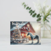 Frohe Weihnachten und Glück Neues Jahr Pferd und S Postkarte (Stehend Vorderseite)