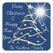 Frohe Weihnachten und Glück Neujahr Tree Blue Navy