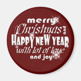 Frohe Weihnachten und glücklich Neues Jahr rot Magnet