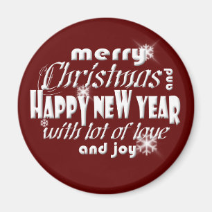 Frohe Weihnachten und glücklich Neues Jahr rot Magnet