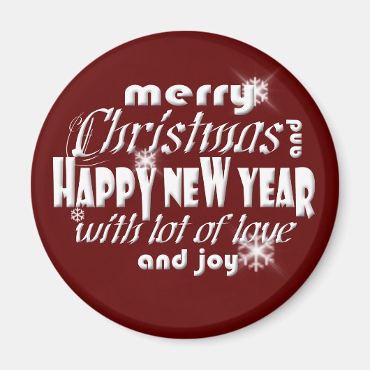 Frohe Weihnachten und glücklich Neues Jahr rot Magnet (Vorne)