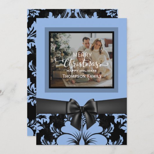 Frohe Weihnachten und glückliche Feiertage, schwar Einladung (Vorne/Hinten)