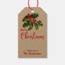 Frohe Weihnachten und glückliche Ferien Mistletoe Geschenkanhänger
