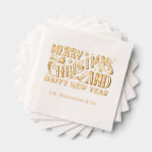 Frohe Weihnachten und glückliche Neujahr Firmennam Servietten Mit Folie (Insitu (Gestapelt))