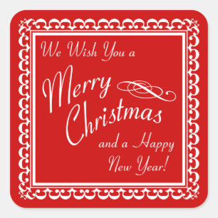 Frohe Weihnachten und glückliche Neujahr Red Stick Quadratischer Aufkleber