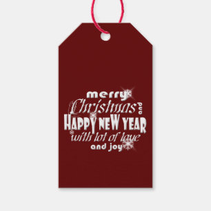 Frohe Weihnachten und glückliche Neujahr Schriftar Geschenkanhänger