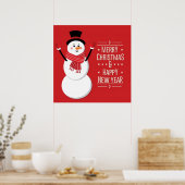 Frohe Weihnachten und glückliche Neujahr Snowman a Poster (Küche)