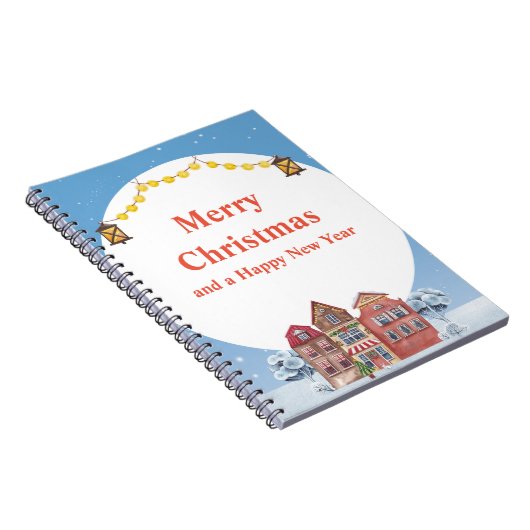 Frohe Weihnachten und glückliche Neujahr Spiral Fo Notizblock (Rechte Seite)