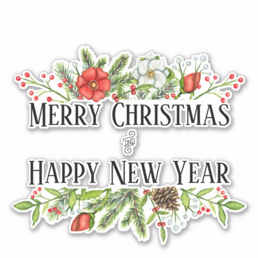 Frohe Weihnachten und glückliche Neujahrsausgabe Aufkleber (Vorderseite)