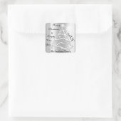 Frohe Weihnachten und glückliche Neujahrsbaum Gray Quadratischer Aufkleber (Tasche)