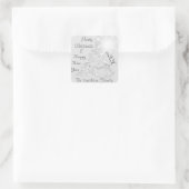 Frohe Weihnachten und glückliche Neujahrsbaum Gray Quadratischer Aufkleber (Tasche)
