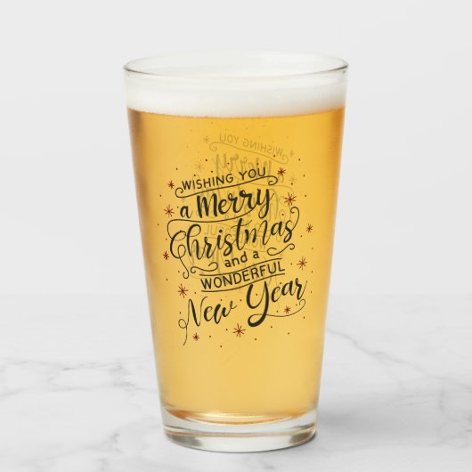 Frohe Weihnachten und glückliche Neujahrsglasur Glas (Vorne (Gefüllt))