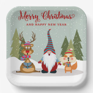 Frohe Weihnachten und glückliche Neujahrsgönne Pappteller