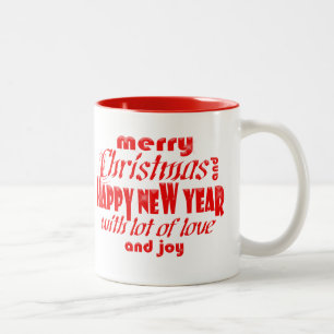Frohe Weihnachten und glückliche Neujahrsgrüße rot Zweifarbige Tasse