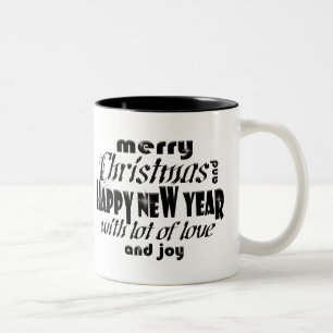 Frohe Weihnachten und glückliche Neujahrsgrüße Zweifarbige Tasse