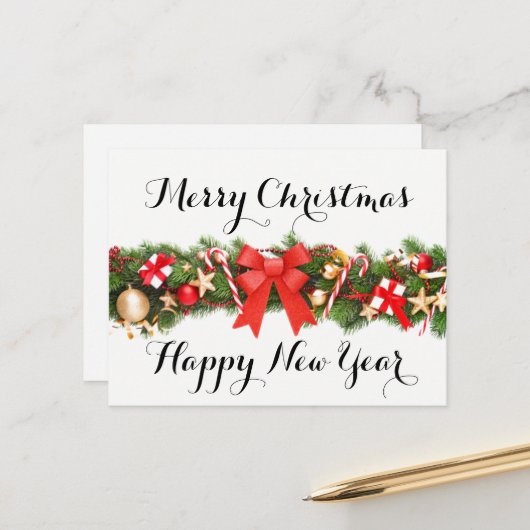 Frohe Weihnachten und glückliche Neujahrskarte (Vorderseite/Rückseite Beispiel)