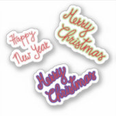 Frohe Weihnachten und glückliche Neujahrsklammern Aufkleber (Vorderseite)