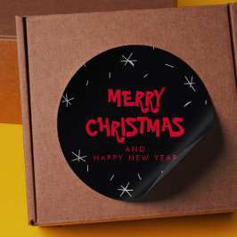 Frohe Weihnachten und glückliche Neujahrsklammern Runder Aufkleber