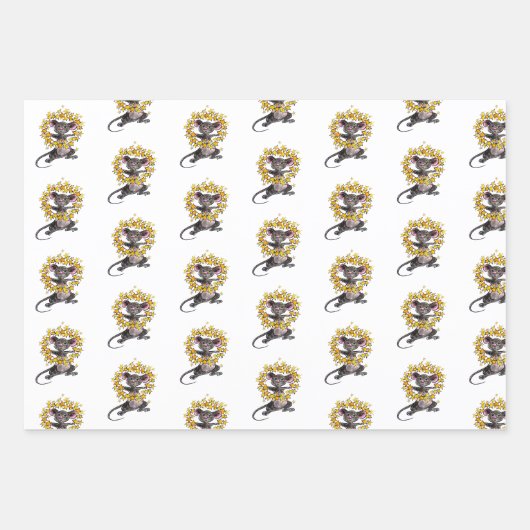 Frohe Weihnachten und glückliche Neujahrsmäuse Geschenkpapier Set (Vorderseite)