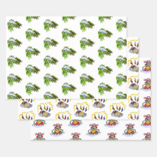 Frohe Weihnachten und glückliche Neujahrsmäuse Geschenkpapier Set